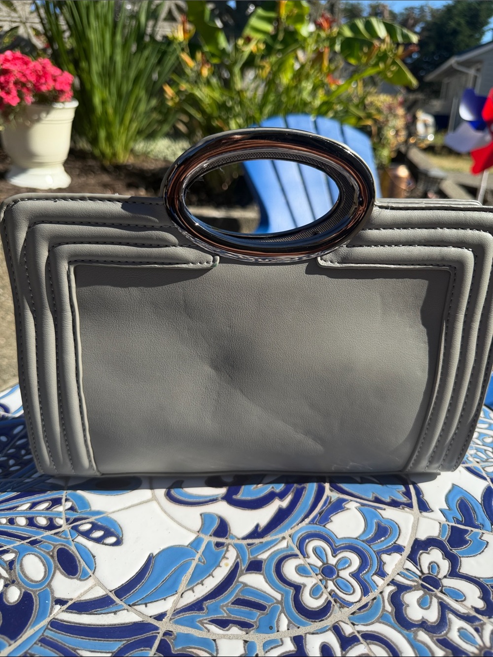 Grey Structured Handle Tote Bag - Sleek Everyday Style